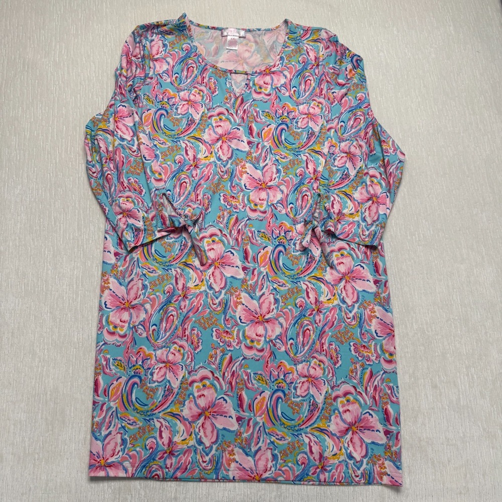 Stella Parker Dress Paisley 2XL Pink Bloom Floral UPF 50 Sun Protection Pullover